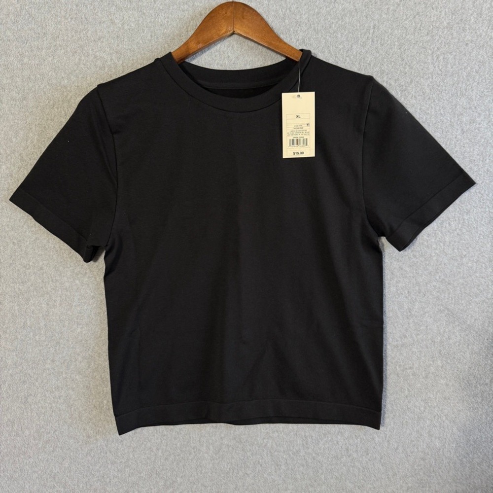 A New Day T-Shirt Minimalist XL Black New Short Sleeve Crew Neck Stretch Tee